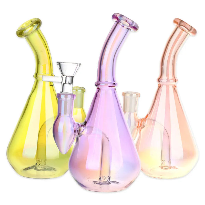 Aura Vibe - Electroplated Glass Vase - Water Pipe - 7"