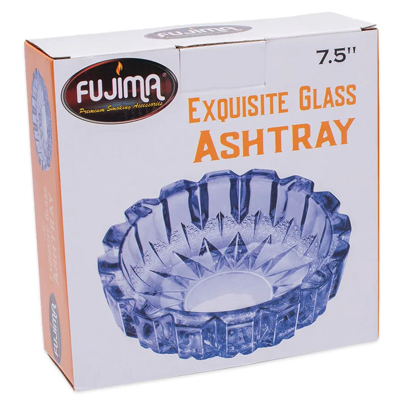 Fujima - Exquisite Gem-Cut Glass Ashtray - Blue - 7.25"