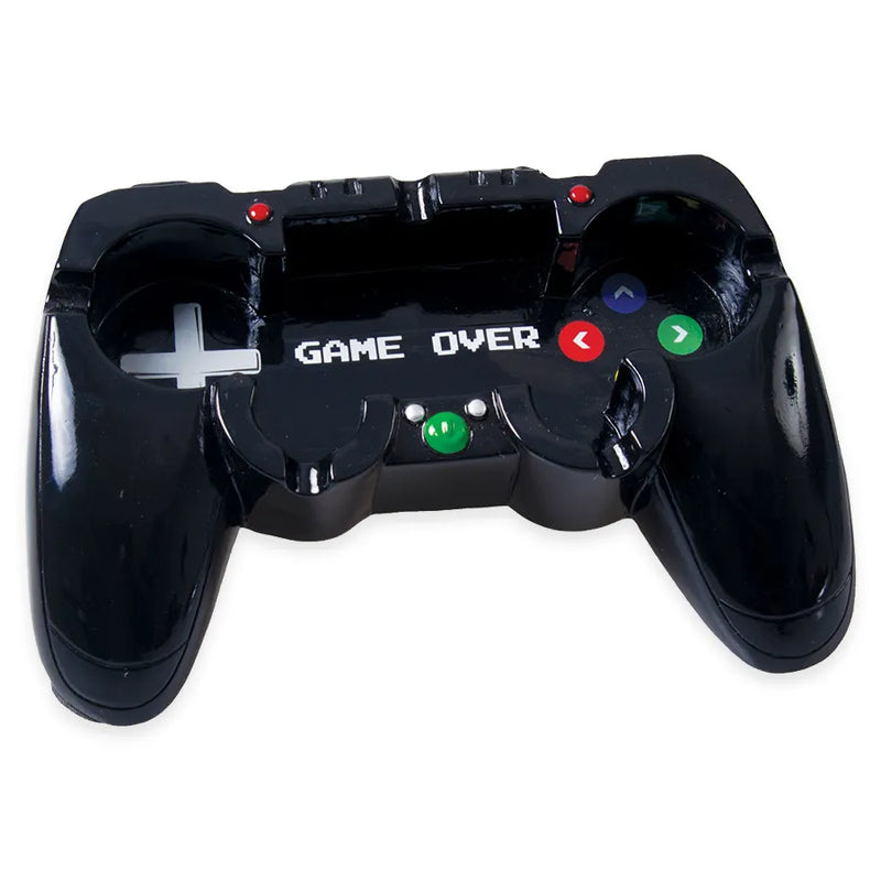 A Polyresin Ashtray in the shape of a game controller. Measure 7.75 inches by 5 inches. In the black colour way.