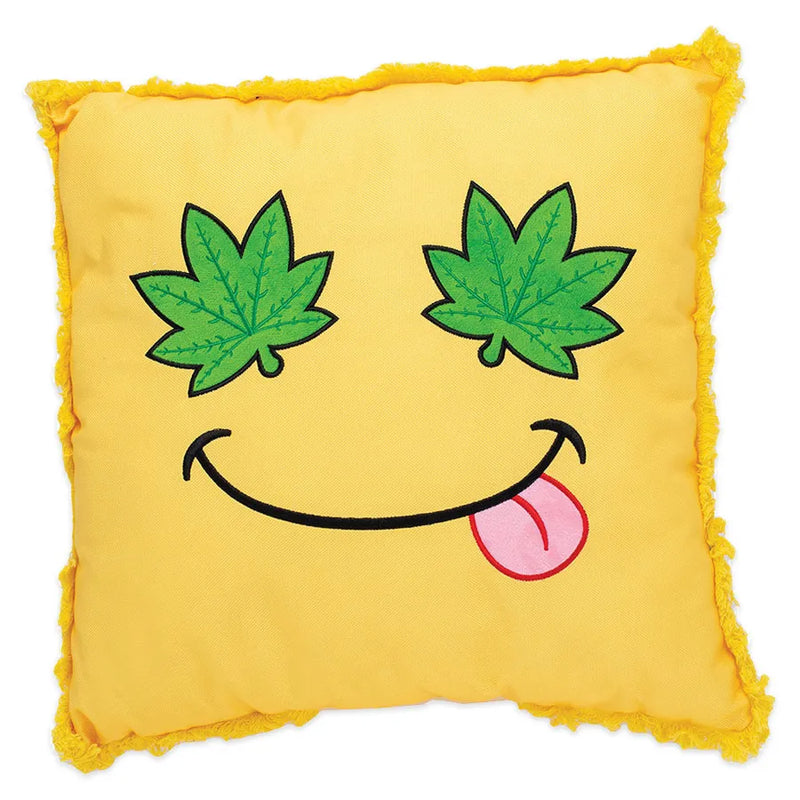 Plush Pillow - Green Leaf Smiley Face - 16" x 15"