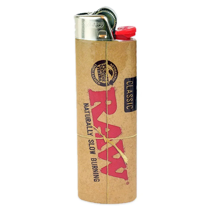RAW and Bic collaboration lighter. A bic lighter with a RAW classic rolling paper pack design.