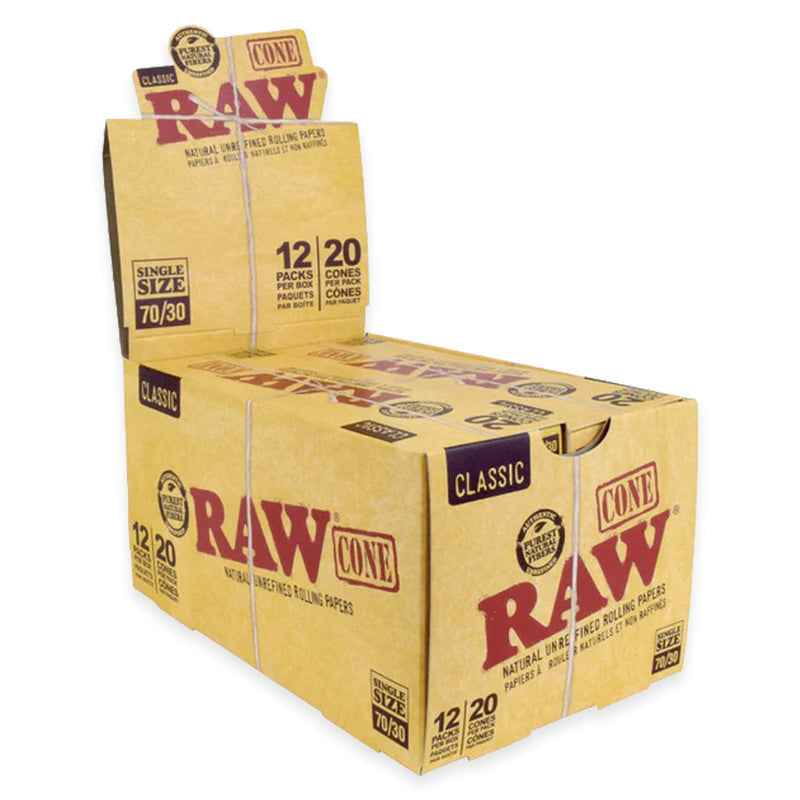 RAW - Classic - Pre-Rolled Cones - 70/30 - Display Box of 12