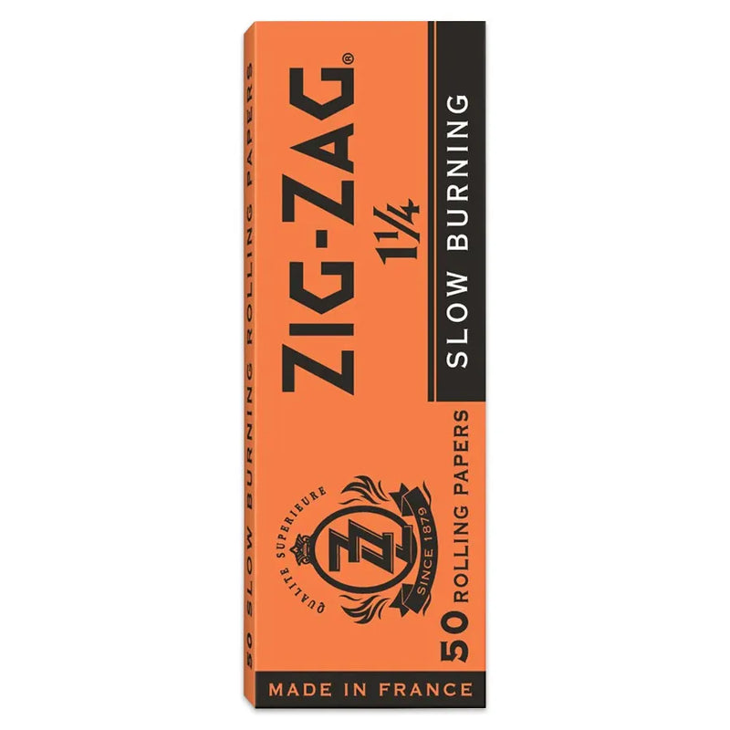 Zig-Zag orange 1.25" rolling papers pack, known for quality and tradition in smoking accessories