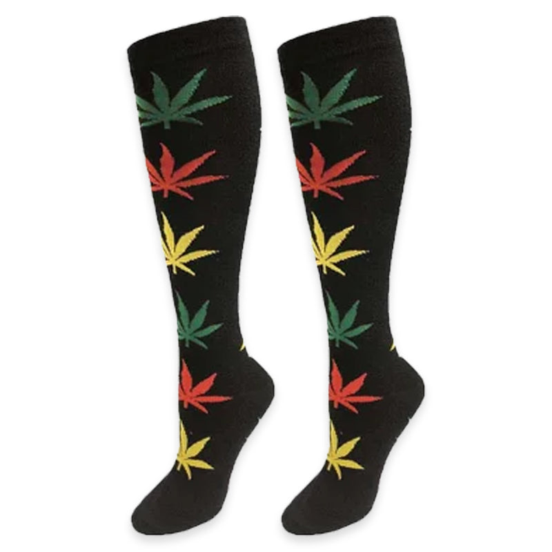 Julietta - Knee-High Socks - Rasta Leaves