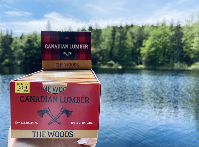 Canadian Lumber - 1.25" Rolling Papers with Tips - The Woods - Display Box of 22