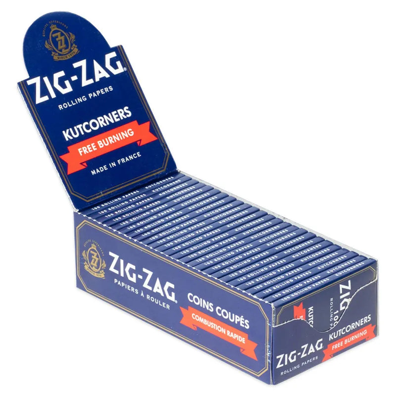 Zig-Zag - Blue Kutcorners - Single Wide Rolling Papers - Display Box of 25