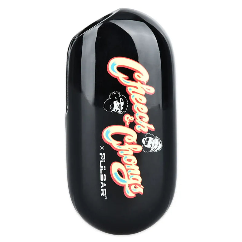 Cheech & Chong's and Pulsar collaboration for the Obi Auto-Draw 650mAh battery. The black colour-way showcases Cheech & Chong's iconic logo over the Pulsar logo and has a picture of both Cheech & Chong's faces.