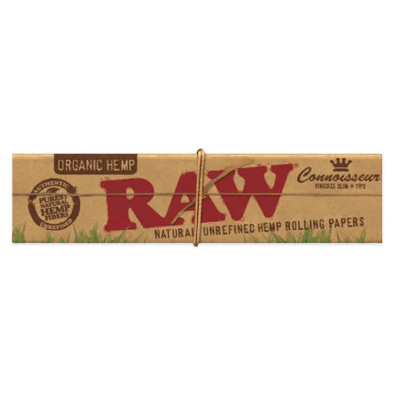 RAW - Organic Hemp - Connoisseur King Size Slim Rolling Papers with Tips