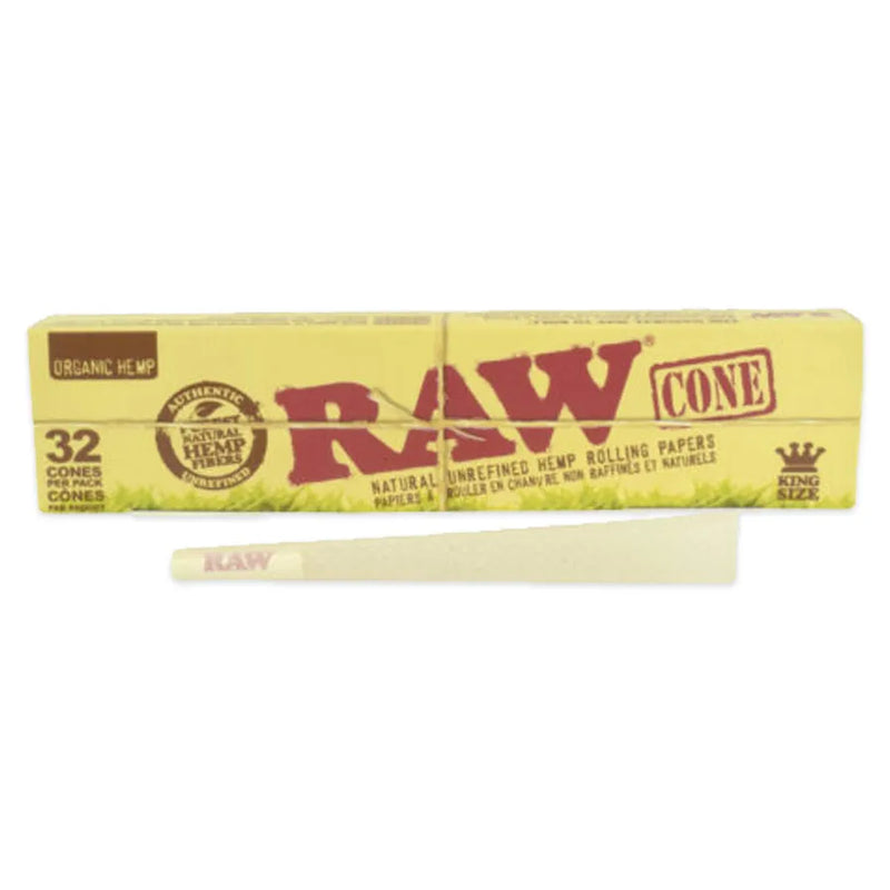 RAW - Organic Hemp - Pre-Rolled Cones - King Size - 32-Pack