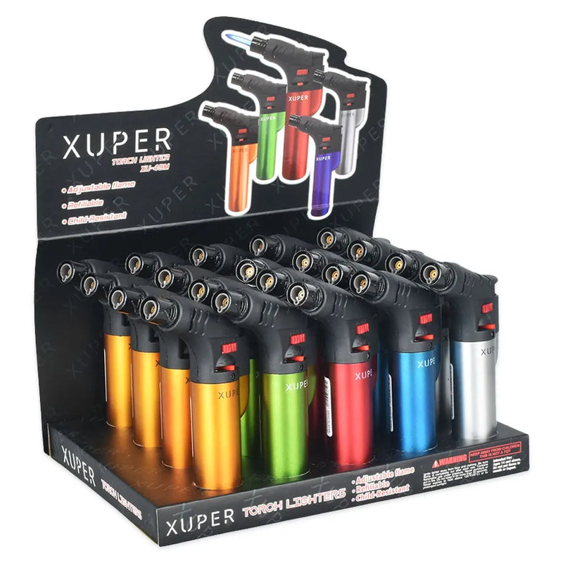 Xuper - Single Jet Adjustable Torch Lighter - Metallic - 4.5"