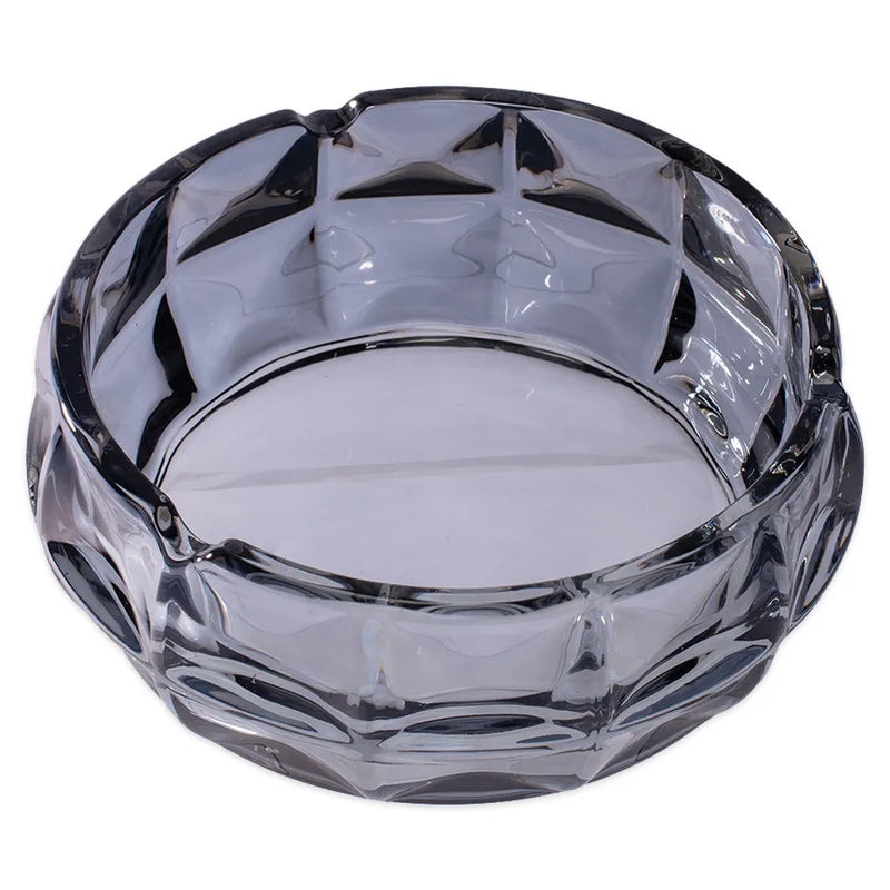 Fujima - Exquisite Faceted Glass Ashtray - Clear Smoke - 6"