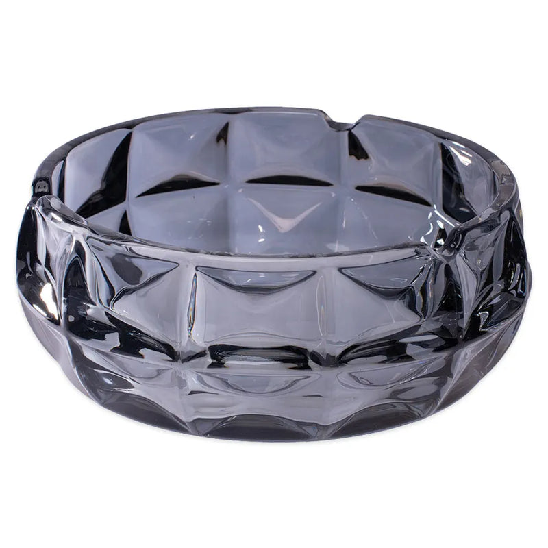 Fujima - Exquisite Faceted Glass Ashtray - Clear Smoke - 6"