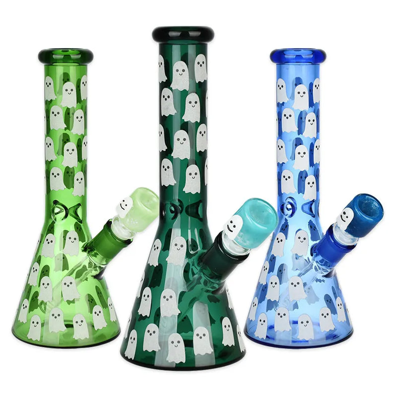 Ghostly - Glow Beaker Water Pipe - 10"