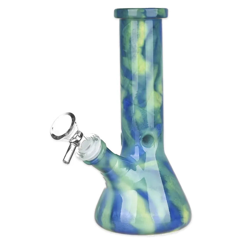 Marbled Glass - Beaker Water Pipe - Medium - 7.75"