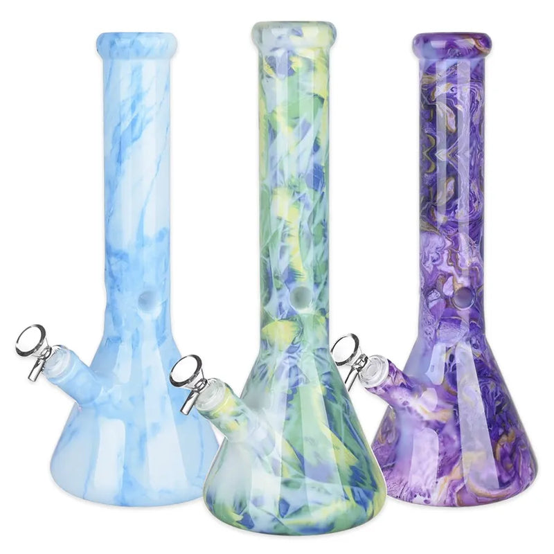 Marbled Glass - Beaker Water Pipe - Large - 13"