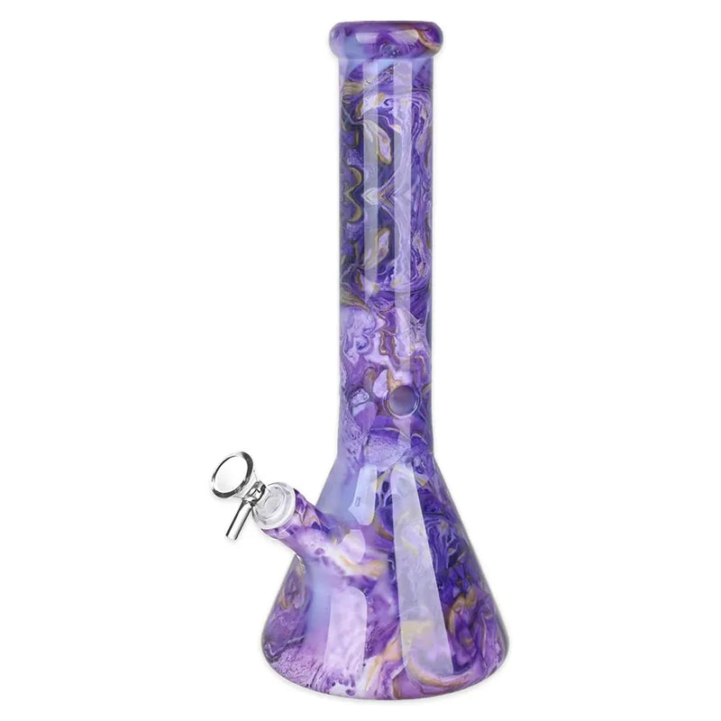 Marbled Glass - Beaker Water Pipe - Large - 13"