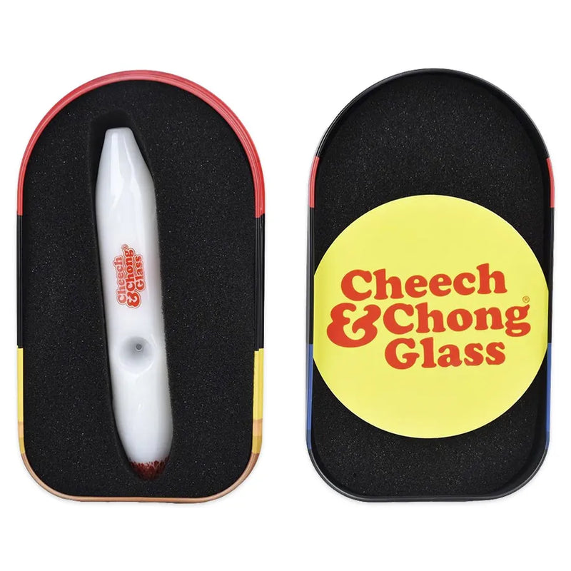 Cheech & Chong - Glass Labrador Joint Hand Pipe - Collectible Tin Case - 6"