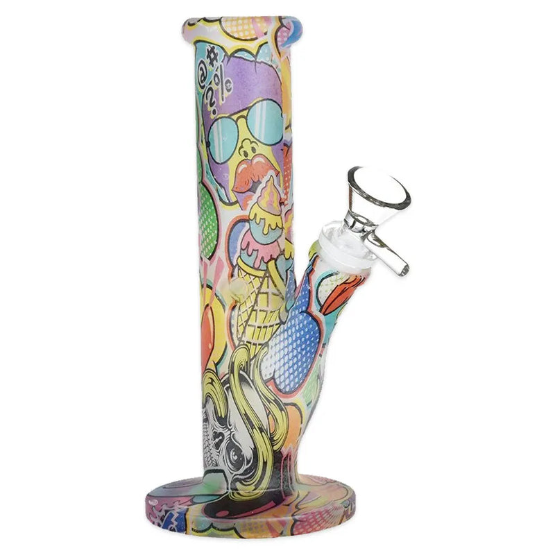 Bohemian Blend - Straight Tube Glass Water Pipe - 7.75"