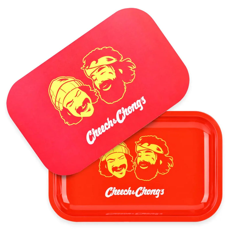 Cheech & Chong x Pulsar - Rolling Tray with Lid - Red Faces - 11" x 7"