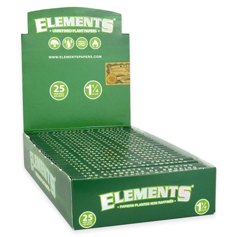 Elements - Green 1.25" Rolling Papers - Display Box of 25