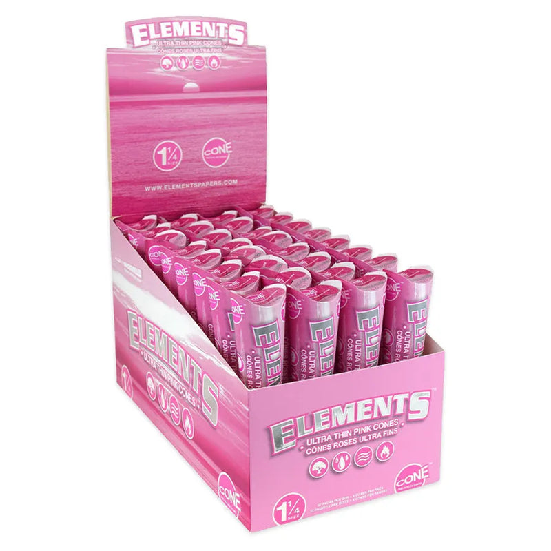 Elements - Pink - Pre-Rolled Cones - 1.25" - 6-Pack - Display Box of 32