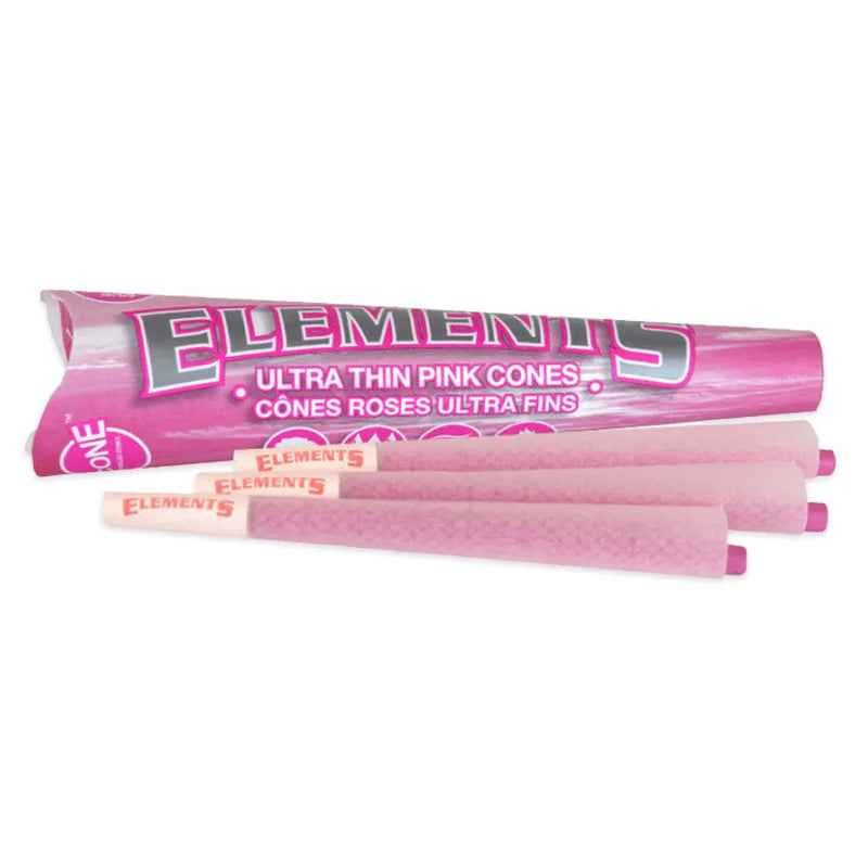 Elements - Pink - Pre-Rolled Cones - King Size - 3-Pack - Display Box of 32