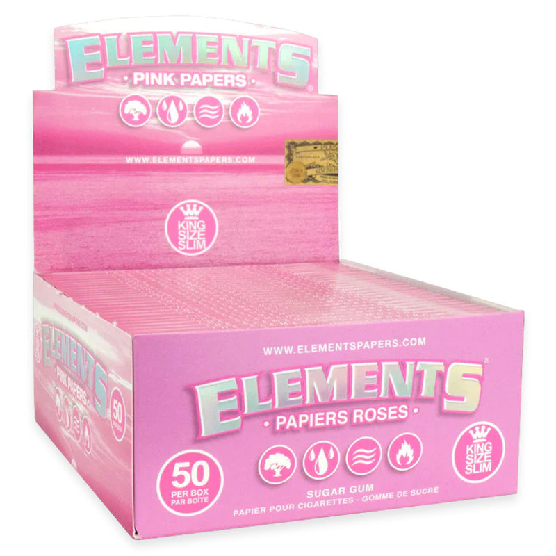 Elements - Pink King Size Slim Rolling Papers - Display Box of 50