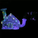 Mini Frosted Christmas House - Glow in the Dark Lights - Glass Dab Rig - 3"