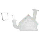 Mini Frosted Christmas House - Glow in the Dark Lights - Glass Dab Rig - 3"