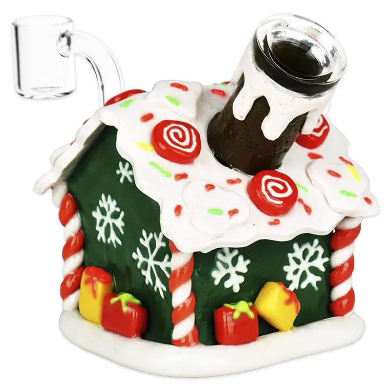 Holiday Gingerbread House - Glass Dab Rig - 4.5"