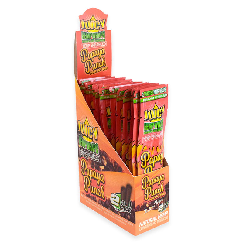 Juicy Jay's - Terp Enhanced Hemp Wraps - Papaya Punch - Display Box of 25