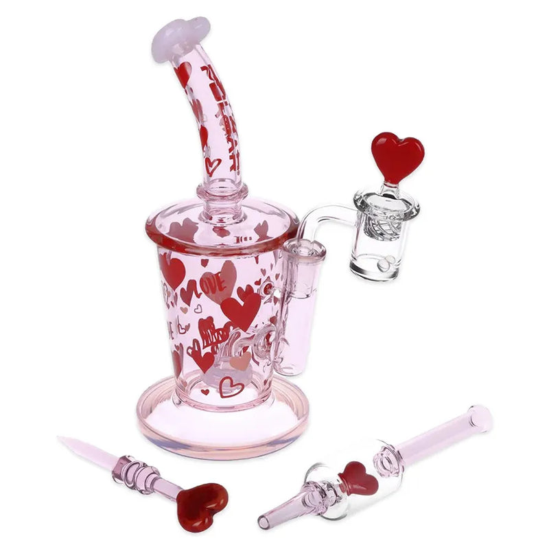 Pulsar - Valentine's Love Hearts - Glass Dab Rig Kit - 8.5"