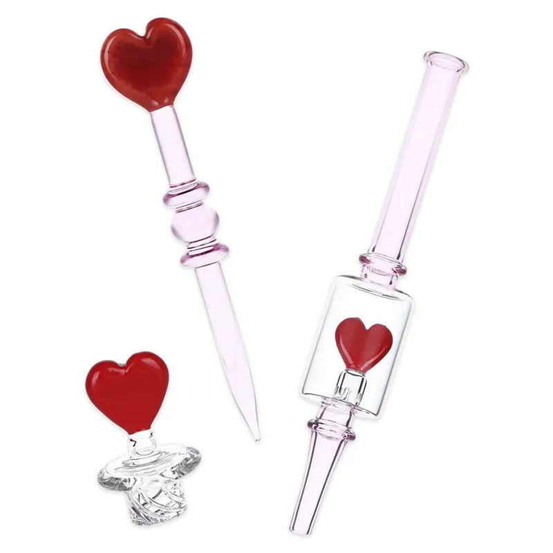 Pulsar - Valentine's Love Hearts - Glass Dab Rig Kit - 8.5"