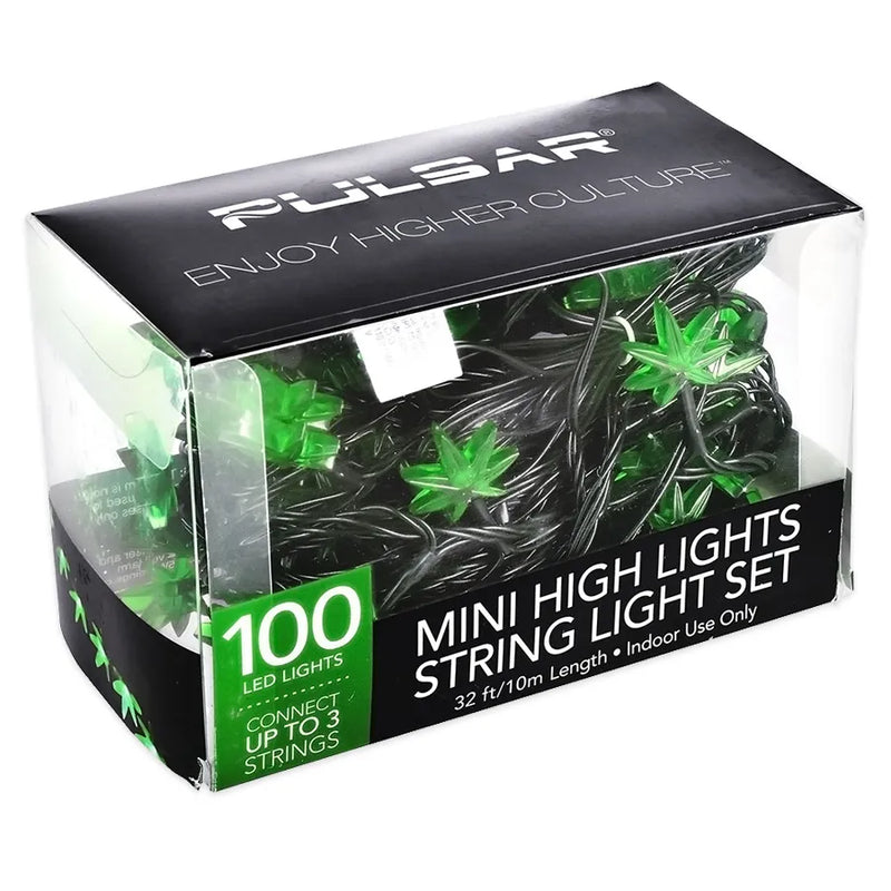 Pulsar - Mini Hemp Leaf LED String Lights - 32ft