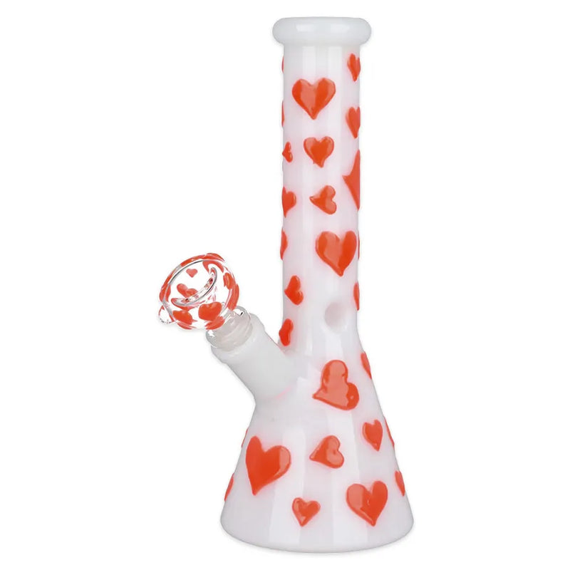 Valentine's Day Heart - Glow in the Dark Beaker Water Pipe - 10"