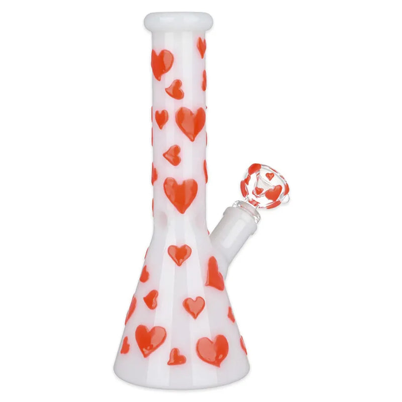 Valentine's Day Heart - Glow in the Dark Beaker Water Pipe - 10"