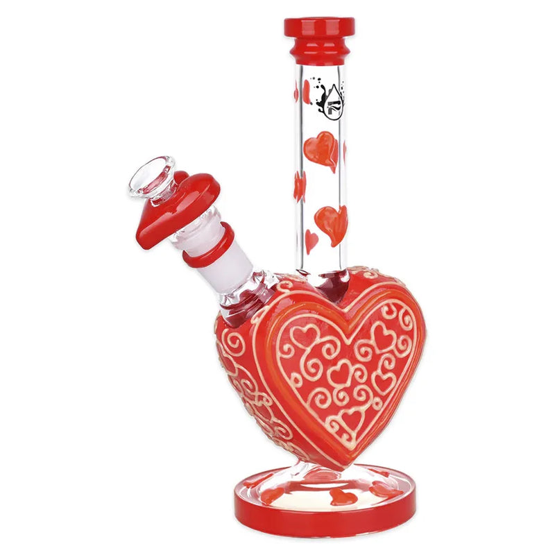 Pulsar - Victorian Valentine's Day - Glow in the Dark Water Pipe - 10"