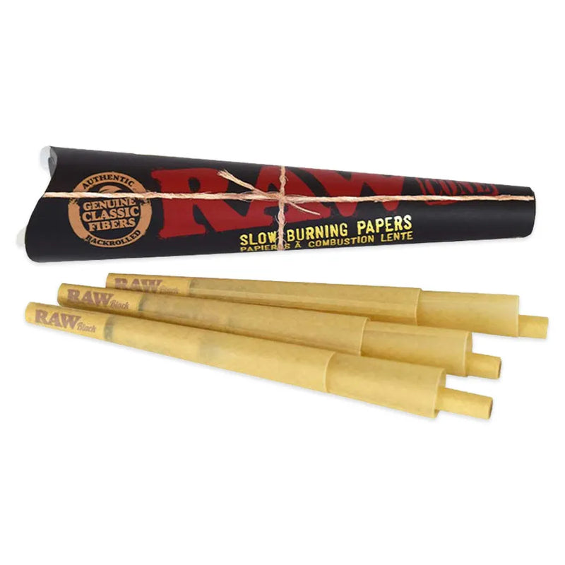 RAW - Black - Pre-Rolled Cones - 1.25" - 6-Pack - Display Box of 32