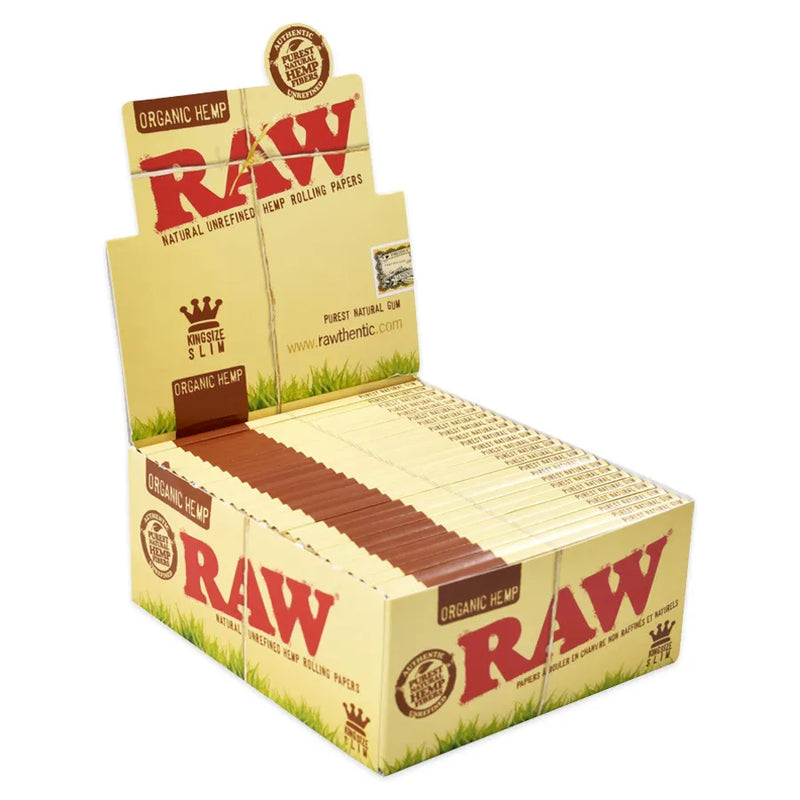 RAW - Organic Hemp - King Size Slim Rolling Papers - Display Box of 50