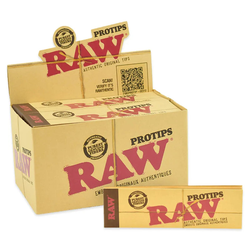 RAW Filter Tips Protips. 21 Pro Tips per pack and 24 Packs per box. Open retail display box.