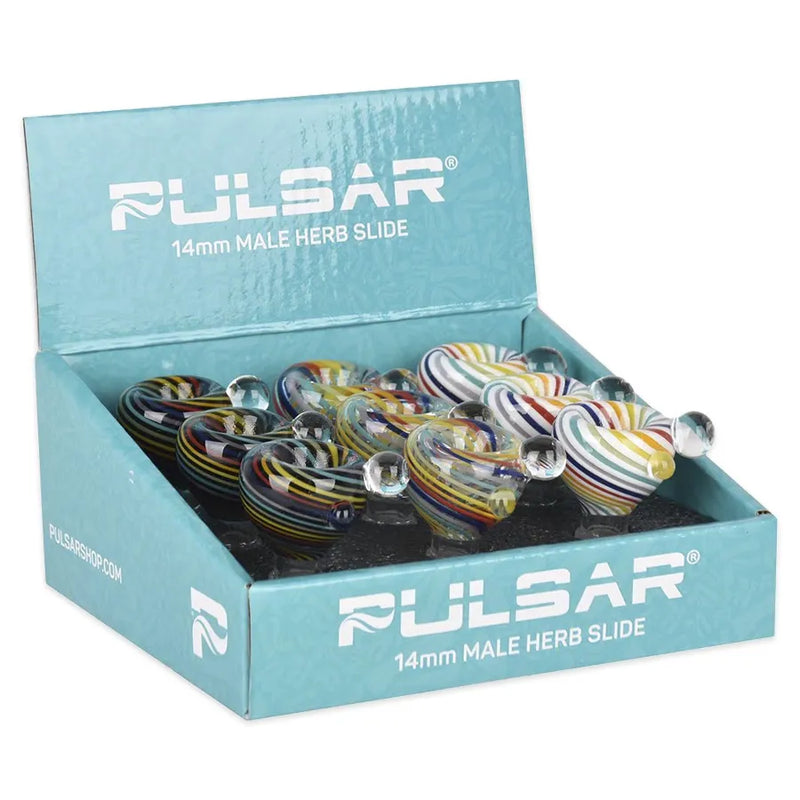 Pulsar - Rainbow Candy Swirl - Herb Slide - 14mm - 9-Pack Display