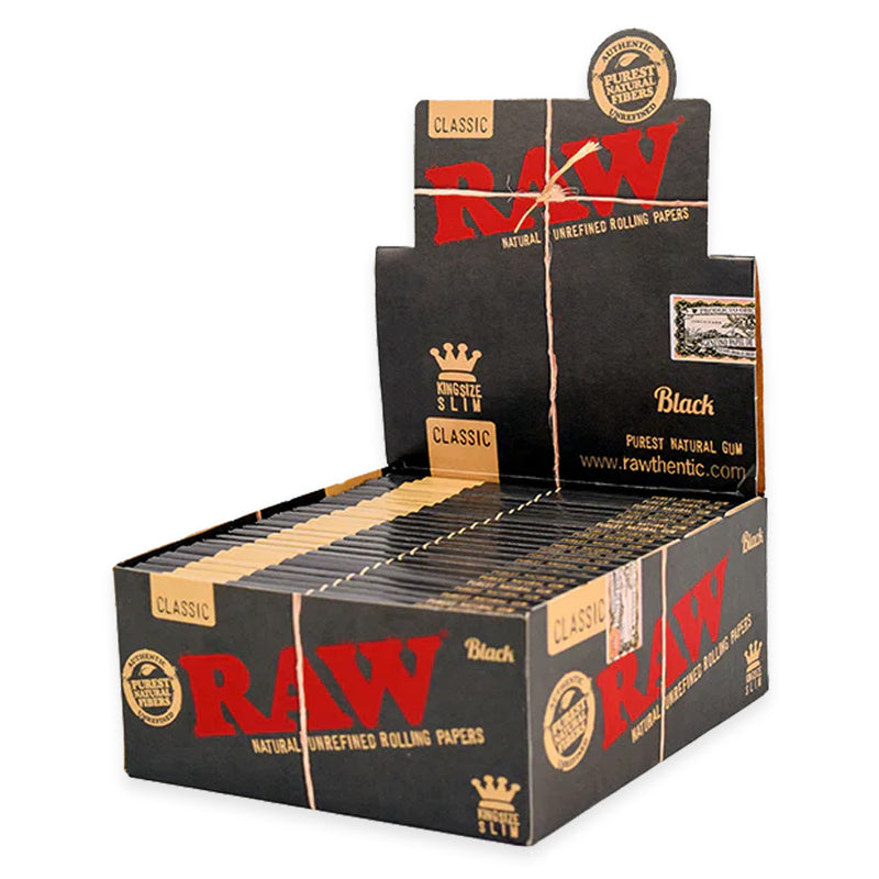 RAW - Black King Size Slim Rolling Papers - Display Box of 50