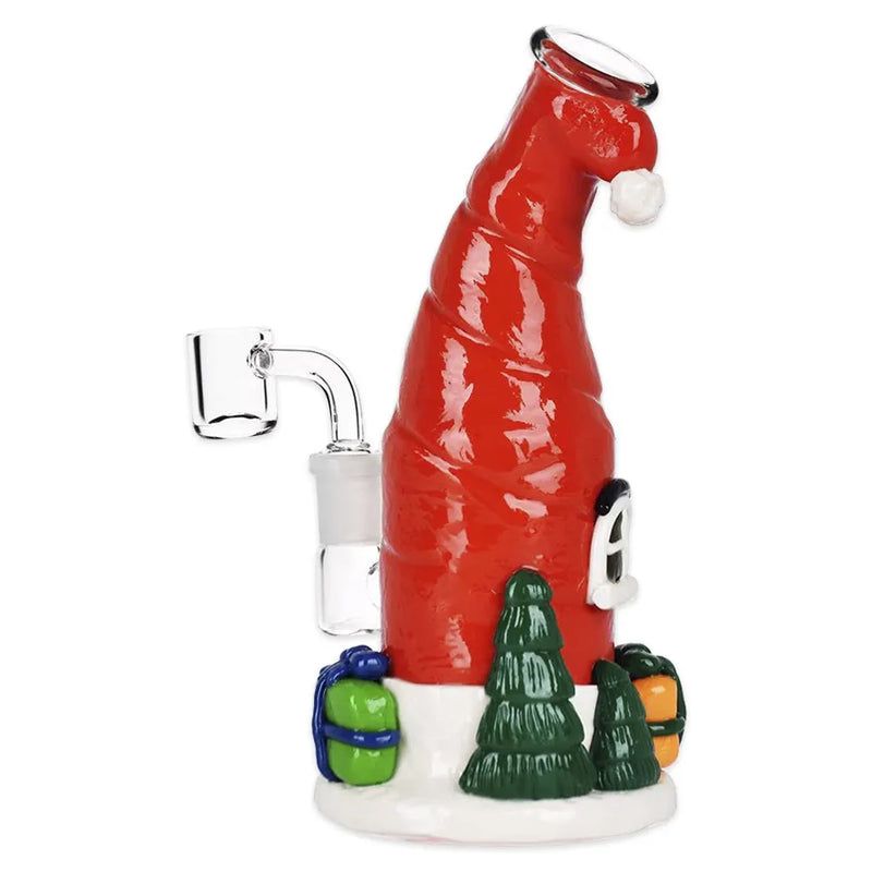 Santa Cap Elf House - 3D Painted Dab Rig - 7.5"