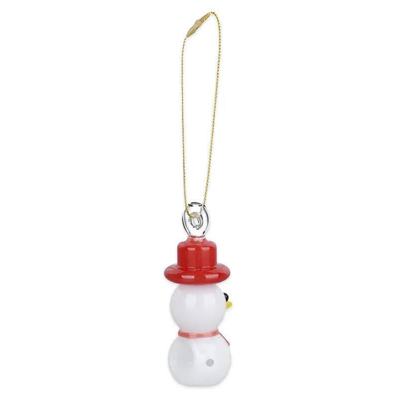 Santa's Secret - Hangable Glass Christmas Ornament Hand Pipe - Snowman - 3.5"