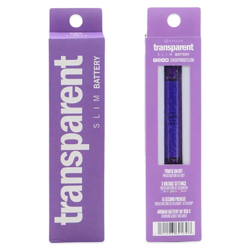 Stache - Transparent Slim 510 Vape Battery - 30-Pack