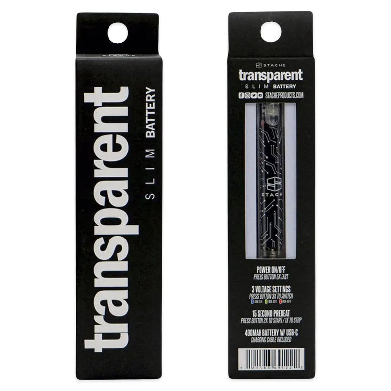 Stache - Transparent Slim 510 Vape Battery - 30-Pack