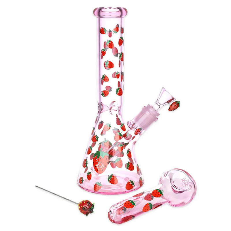 Pulsar - Fruit Series - Strawberry Cough - Glow Herb Pipe Duo - 10"