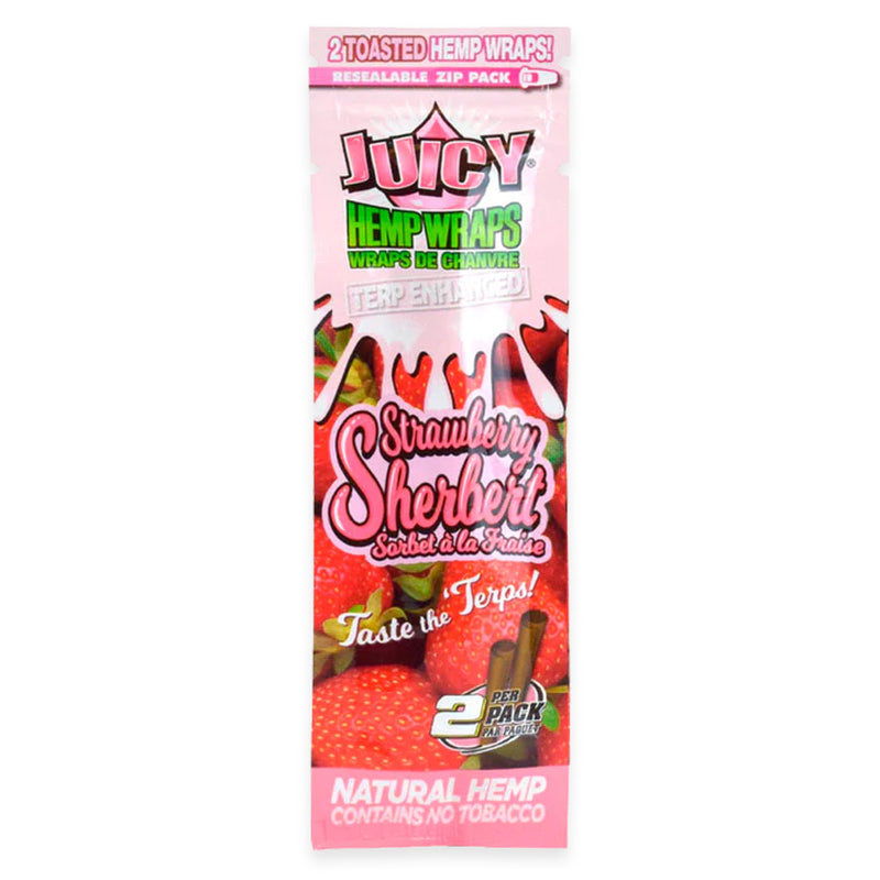 Juicy Jay's - Terp Enhanced Hemp Wraps - Strawberry Sherbert - Display Box of 25