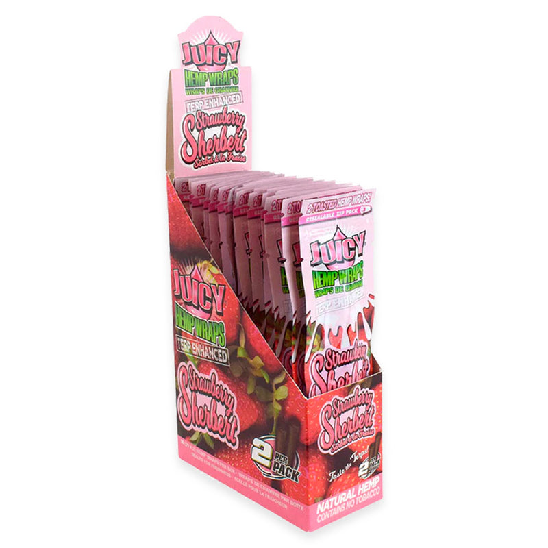 Juicy Jay's - Terp Enhanced Hemp Wraps - Strawberry Sherbert - Display Box of 25