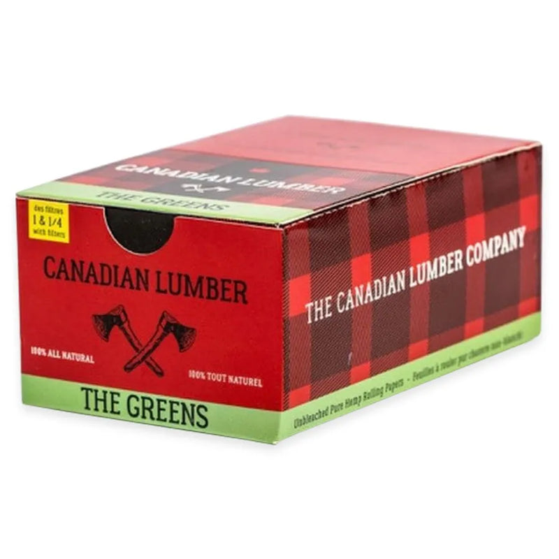 Canadian Lumber - 1.25" Rolling Papers with Tips - The Greens - Display Box of 22